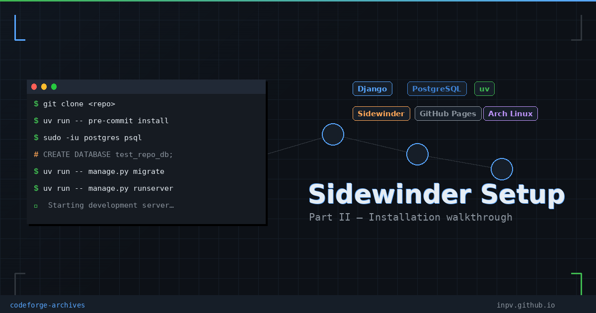 How this blog was built: setting up Django Sidewinder kit for local Python development - full guide (Part 2) preview